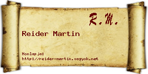 Reider Martin névjegykártya